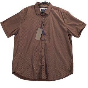 Gentlemans Outfitters Mens 2X Brown Geometric Diamond Cotton Button Down Shirt
